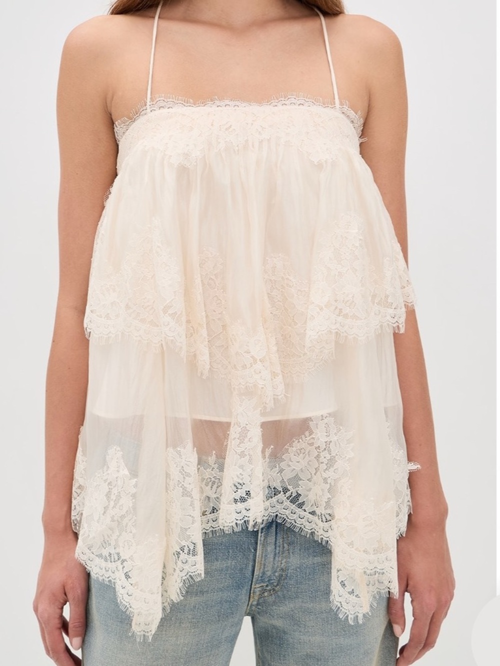Aje Ophelia Lace Cami Ecru / Pastel Yellow Size 16 / US 12 NWT